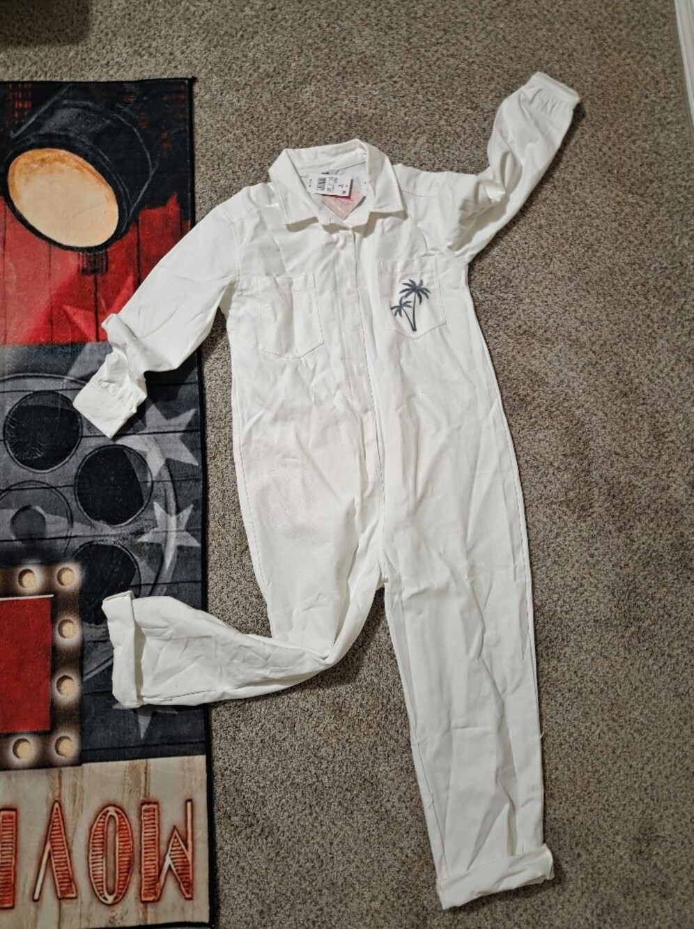 White Women's Palm-Print Jumpsuit NWT Sz L